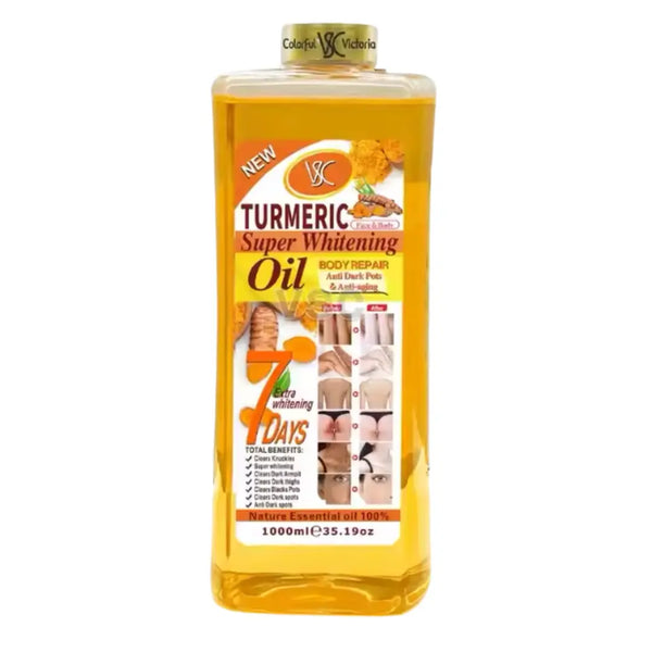Huile éclaircissante VEETGOLD Au Curcuma - Hydratante, Anti-taches, 1 Litre